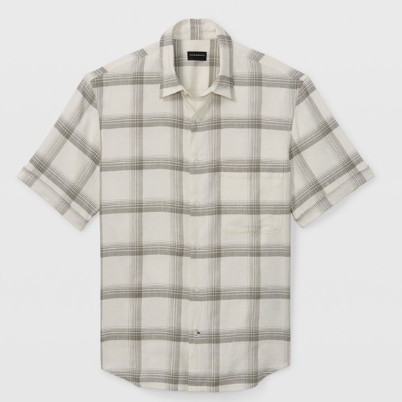 Plaid Linen Blend Roll Sleeve Shirt - New With Tags - NEVER WORN - White - Picture 5 of 5